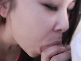 Brunette In A Red Dress Enjoys Riding Her Lover's Rod