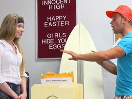 Schoolgirl Avril Hall Makes The Teacher Cum Hard