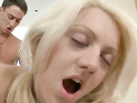 Blonde Babe Sucks Dick Before She Gets Penetrated Hard